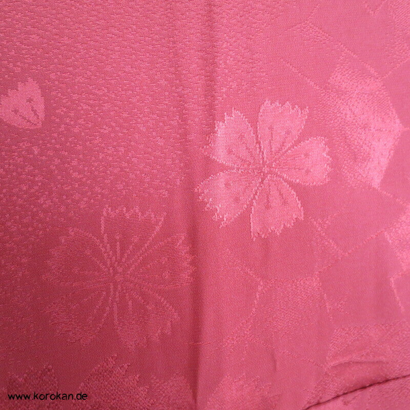 dunkelrote Blüten Rinzu Damast Seide Yamato Juban Unterkimono