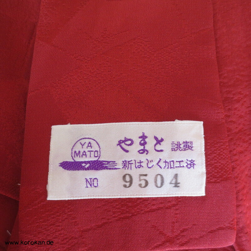 dunkelrote Blüten Rinzu Damast Seide Yamato Juban Unterkimono