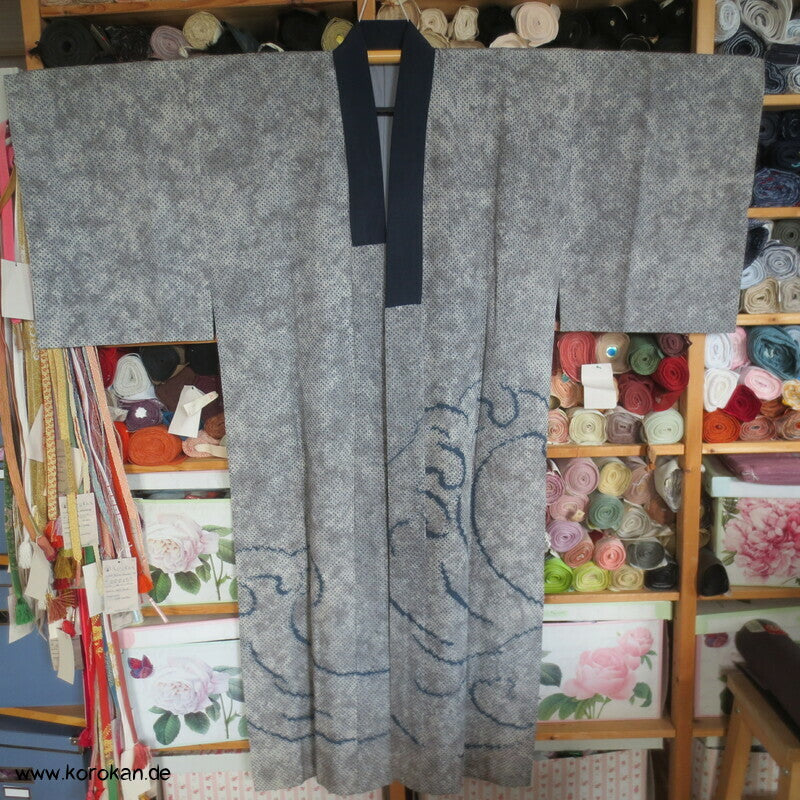 Full Shibori Welle Männer Juban Unterkimono reine Seide