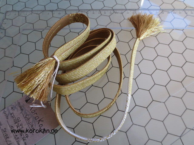 Khaki - Gold, Schneeflocke Obijime, Seide / Lurex