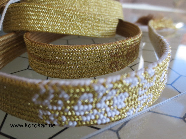 Khaki - Gold, Schneeflocke Obijime, Seide / Lurex