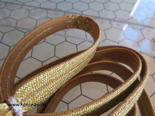 Khaki - Gold, Schneeflocke Obijime, Seide / Lurex