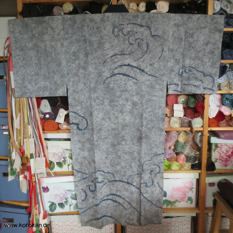 Full Shibori Welle Männer Juban Unterkimono reine Seide