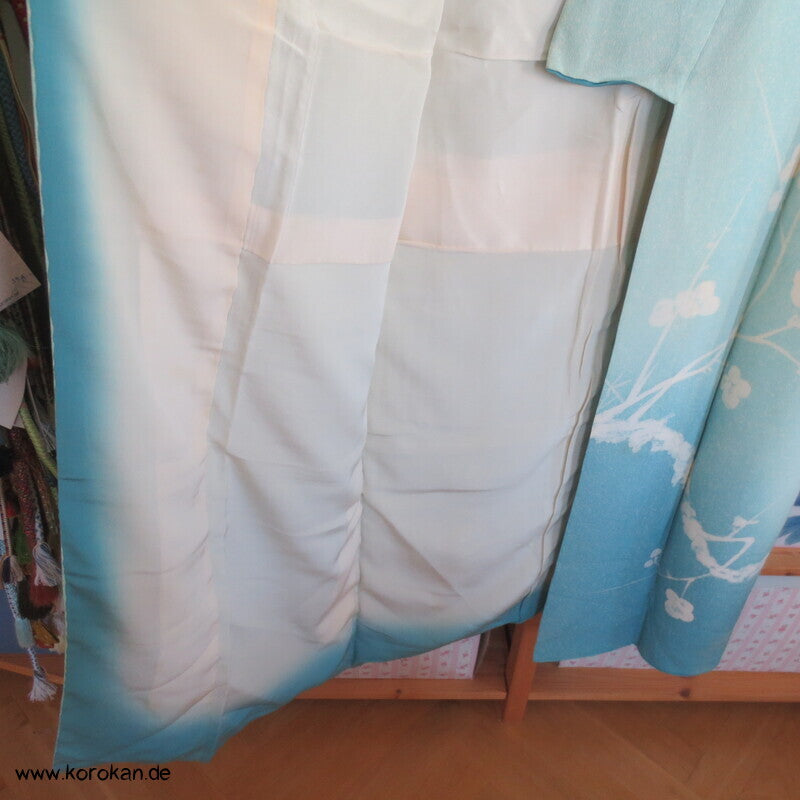 Tsukesage Seidencrepe Kimono Schneelandschaft mit Zweigen