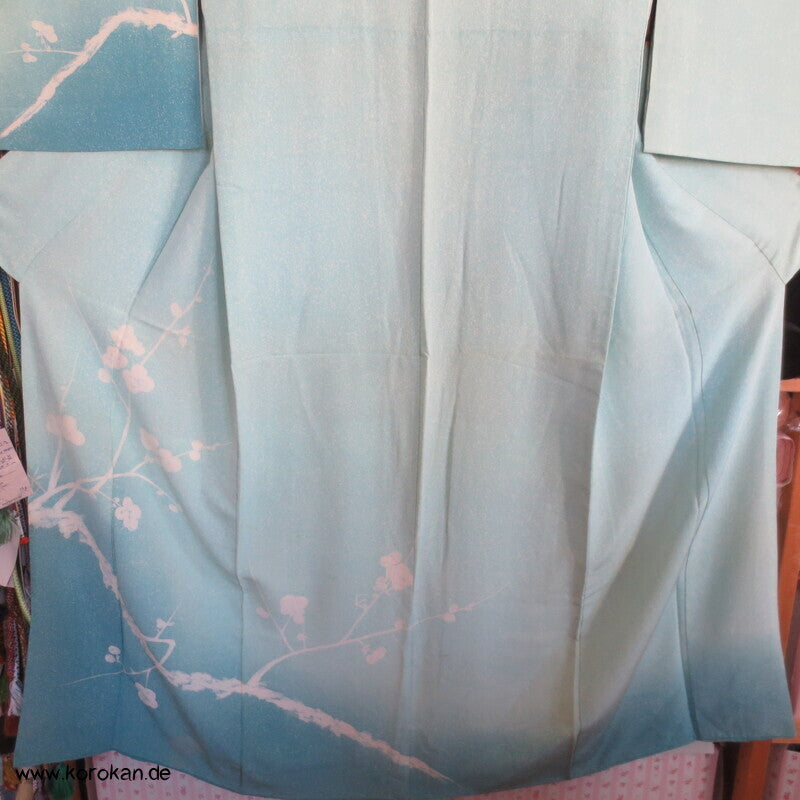 Tsukesage Seidencrepe Kimono Schneelandschaft mit Zweigen