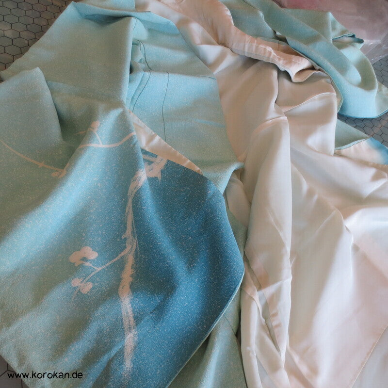 Tsukesage Seidencrepe Kimono Schneelandschaft mit Zweigen