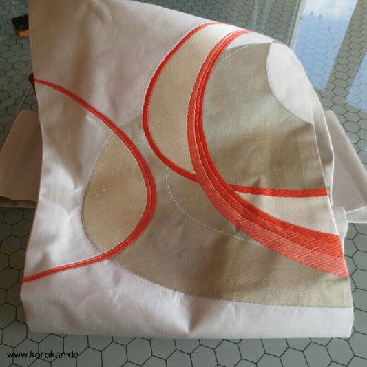 moderner abstrakter Schwung Nagoya Obi, heller Seidenbrokat Kimonogürtel