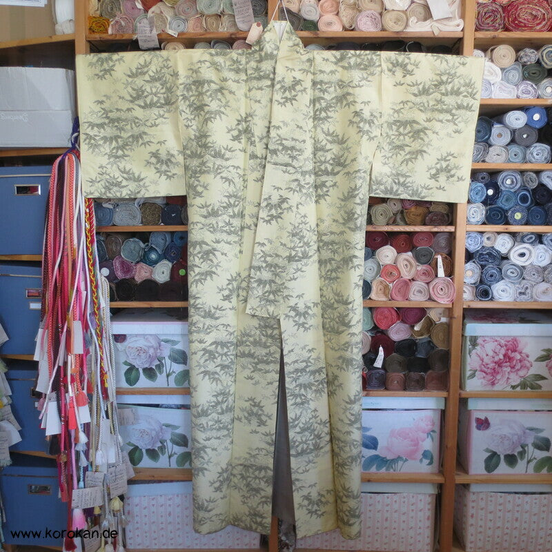 Tsumugi Seiden Kasuri Bambusmuster Kimono