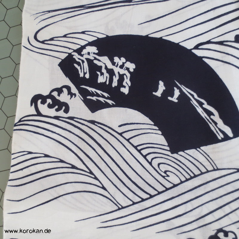 Fächer und Wellen Yukata Kimono Baumwoll Stoff