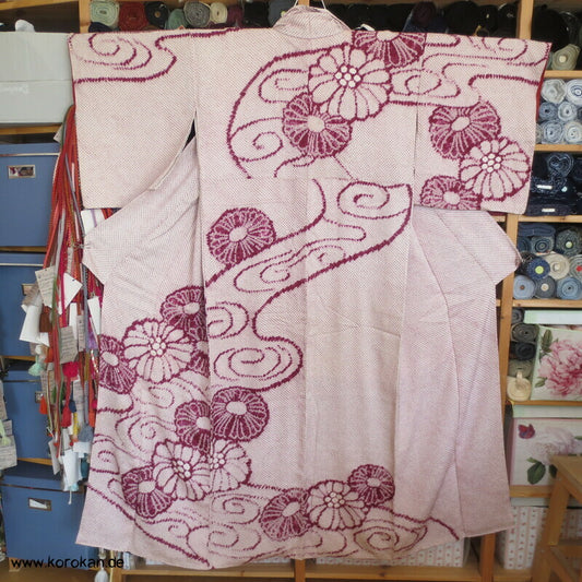 Full Shibori Chrysanthemen Fluss Homongi Kimono