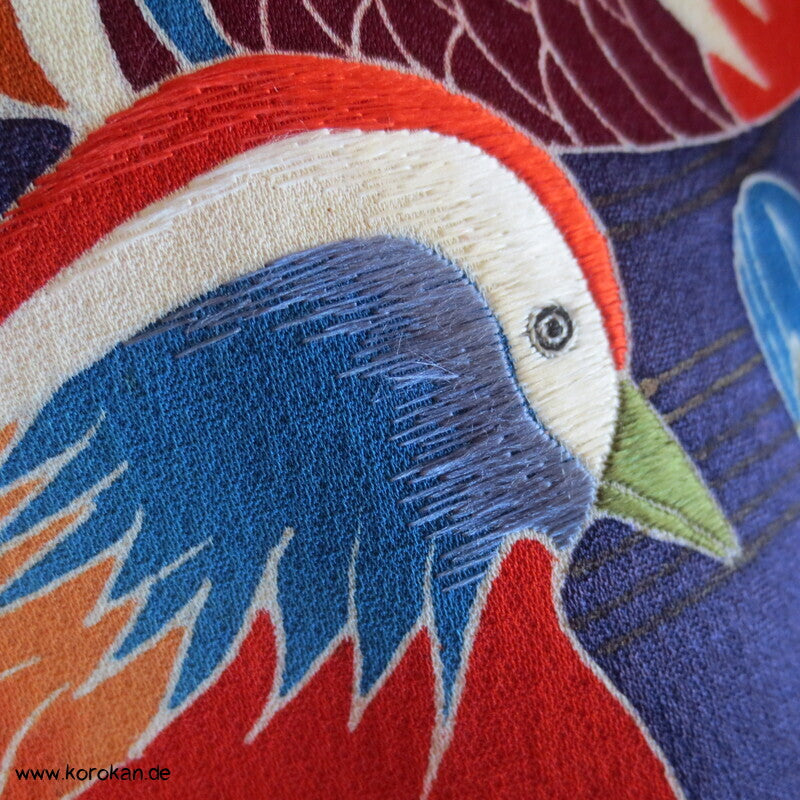 Mandarinenten Homongi Seidencrepesatin Japan Kimono