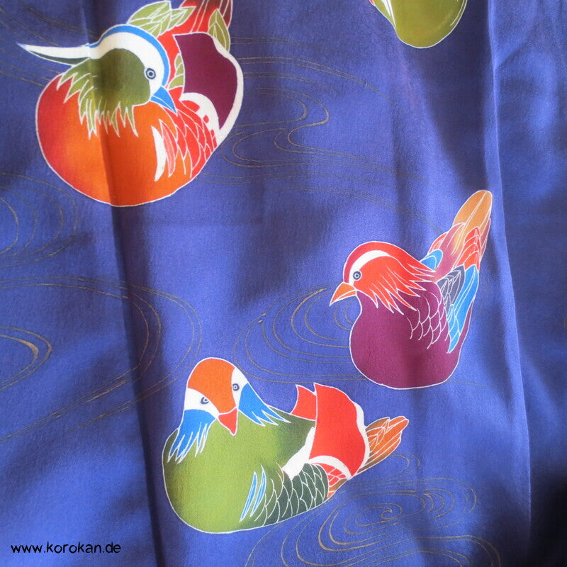 Mandarinenten Homongi Seidencrepesatin Japan Kimono