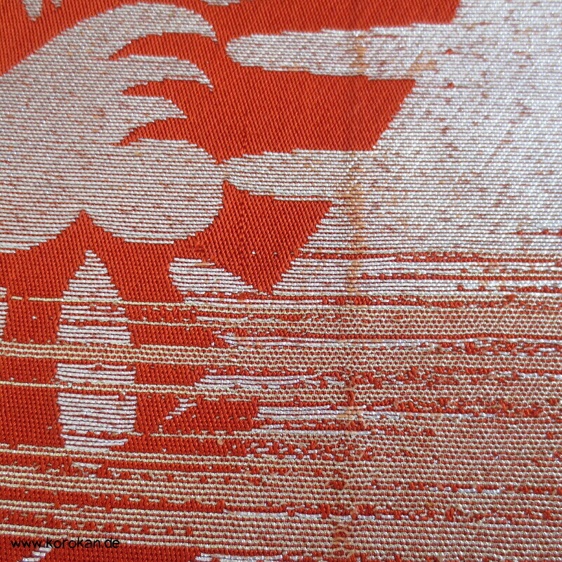 Araihari antiker Seidenbrokat Kimono Obi Genji Guruma