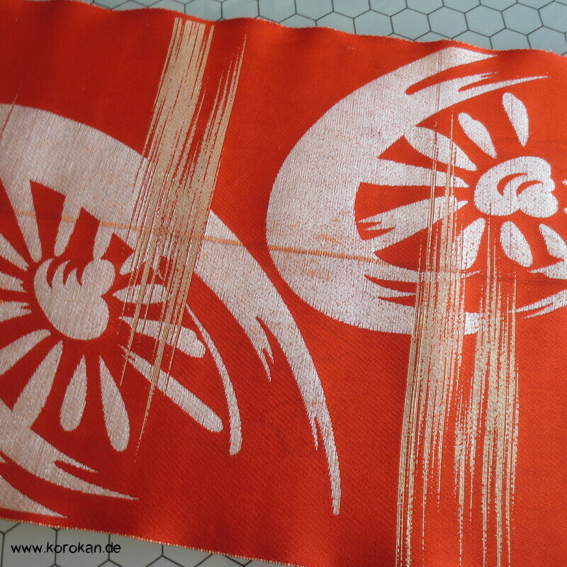 Araihari antiker Seidenbrokat Kimono Obi Genji Guruma