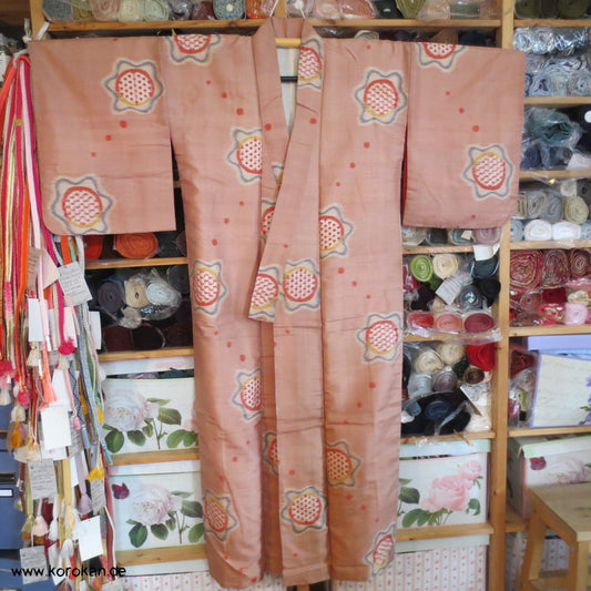 abstrahierte Blüten Meisen Komon Kimono