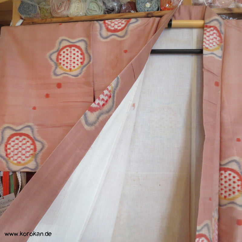abstrahierte Blüten Meisen Komon Kimono