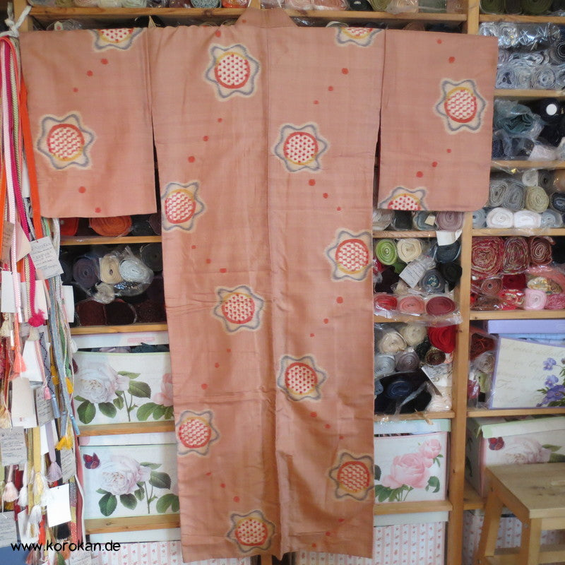 abstrahierte Blüten Meisen Komon Kimono