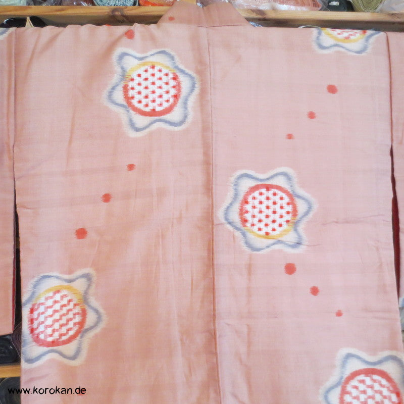 abstrahierte Blüten Meisen Komon Kimono