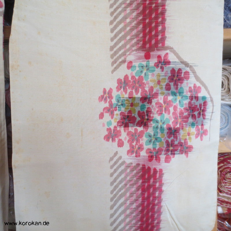Streifen und Blütenrondelle Hitoe Meisen Komon Kimono