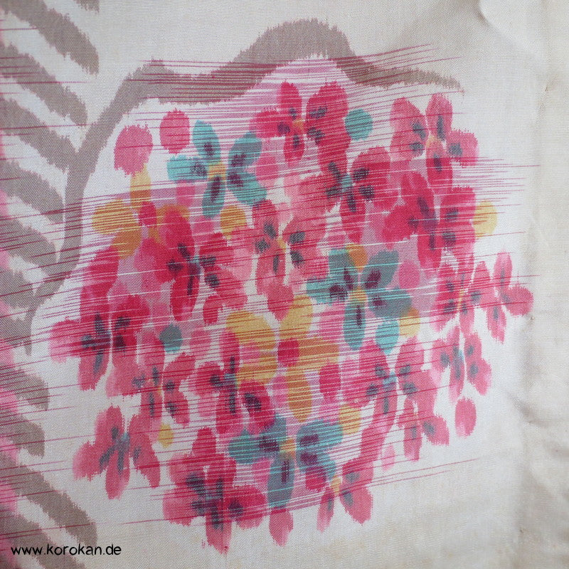 Streifen und Blütenrondelle Hitoe Meisen Komon Kimono