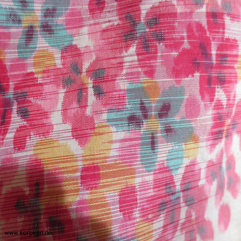 Streifen und Blütenrondelle Hitoe Meisen Komon Kimono
