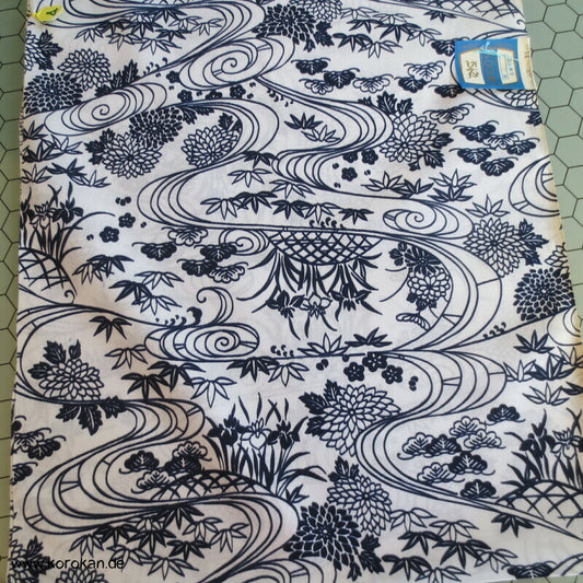 Fluss, Bambusgitter, Iris Yukata Kimono Baumwoll Stoff