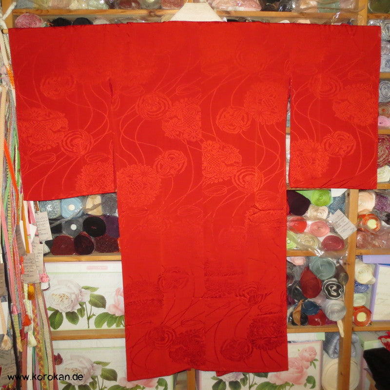 rote Phönix Seide Juban Kimono