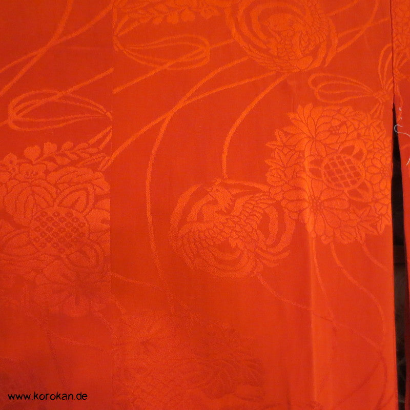 rote Phönix Seide Juban Kimono