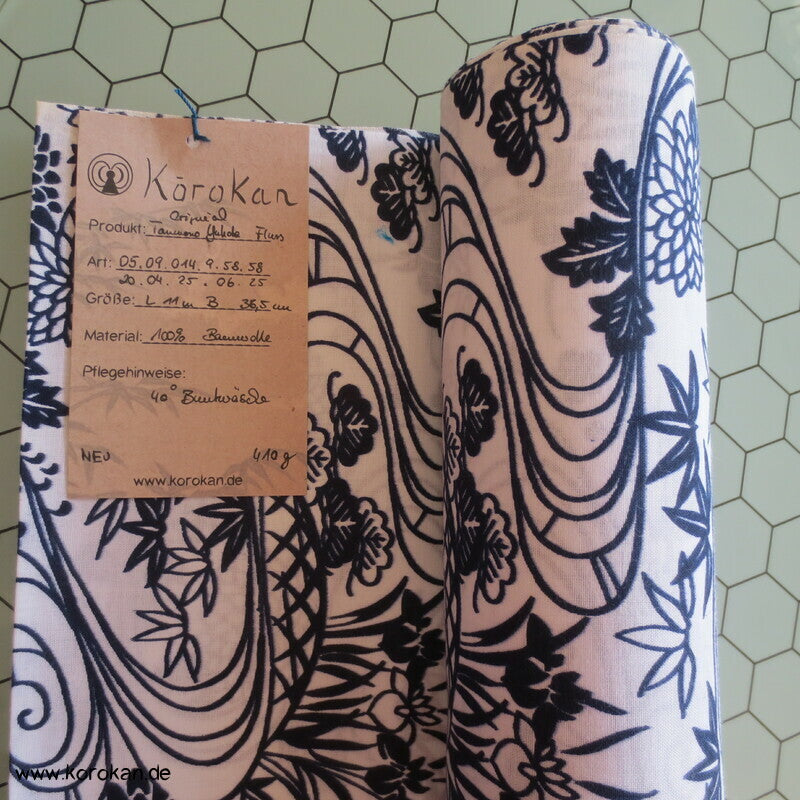 Fluss, Bambusgitter, Iris Yukata Kimono Baumwoll Stoff