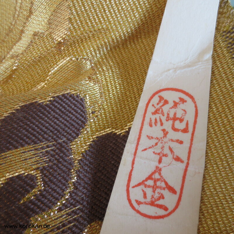 Goldene Glücksdrachen Seidenbrokat für japanische Tempel