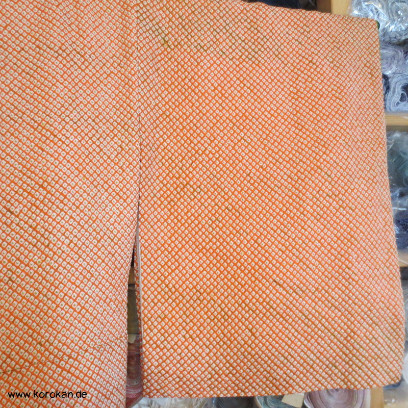 Full Shibori orange grün fast ein Iromuji Kimono Seidendamast