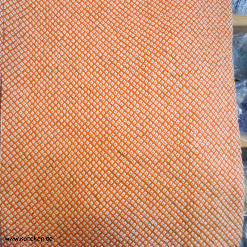 Full Shibori orange grün fast ein Iromuji Kimono Seidendamast