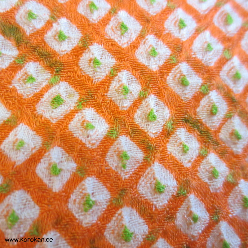 Full Shibori orange grün fast ein Iromuji Kimono Seidendamast