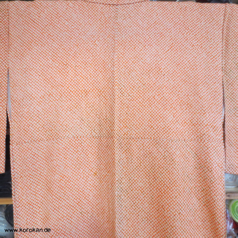 Full Shibori orange grün fast ein Iromuji Kimono Seidendamast