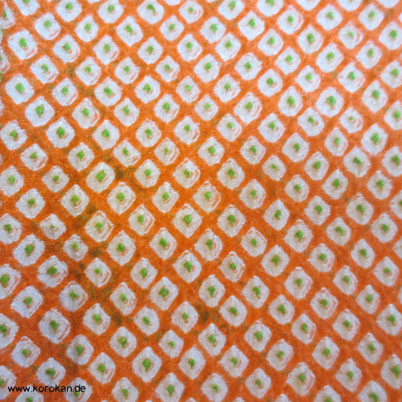 Full Shibori orange grün fast ein Iromuji Kimono Seidendamast