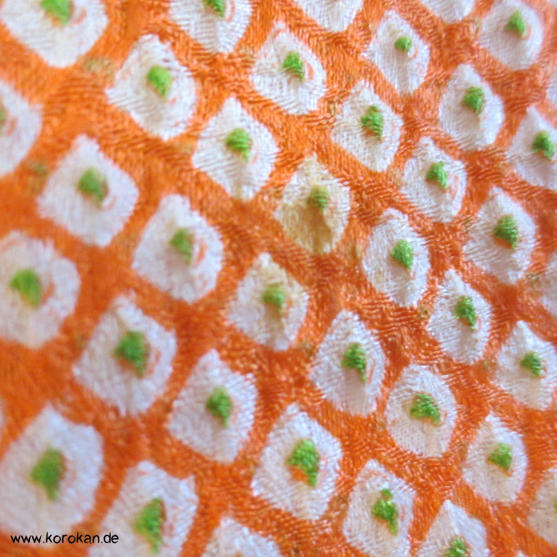 Full Shibori orange grün fast ein Iromuji Kimono Seidendamast