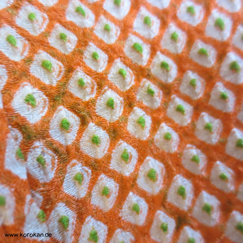 Full Shibori orange grün fast ein Iromuji Kimono Seidendamast