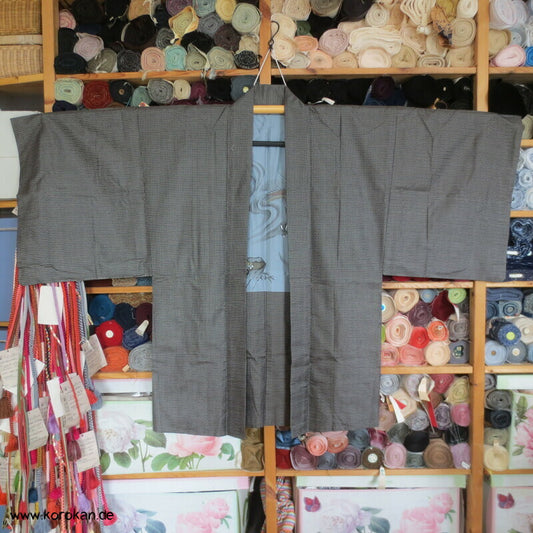 Tiger und Drachen Futter Tsumugi Kasuri Haori Männer Kimono Jacke