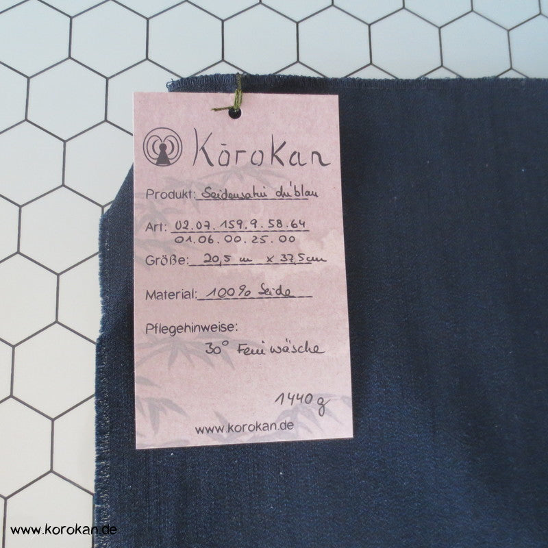 dunkelblau uni Kimono Seidensatin