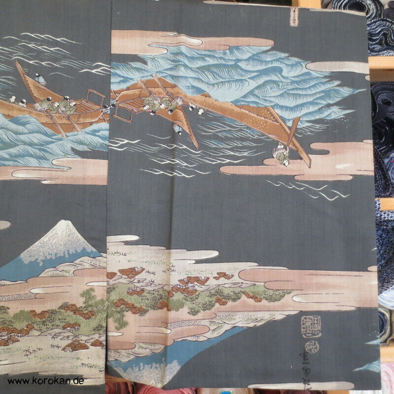Tokkaido Szenen Wollmuslin Juban Unterkimono
