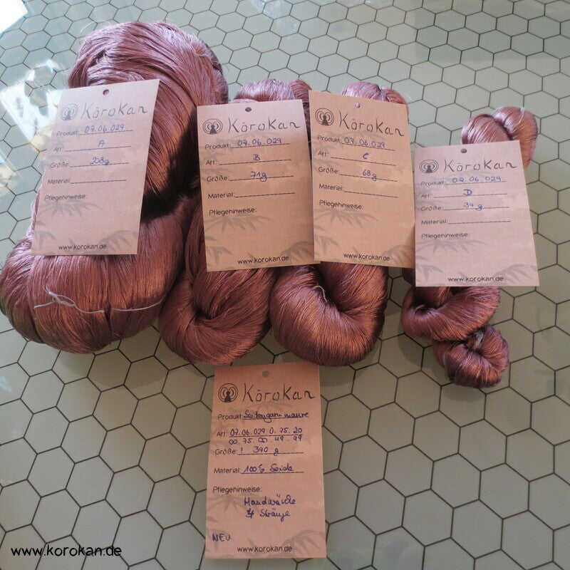 mauve Seidengarn zum Weben aus japanischer Obi Werkstatt