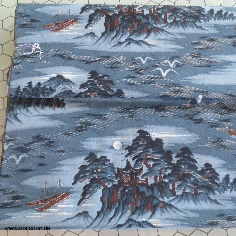 Männer Juban Kimono Wollmuslin Wasserlandschaft