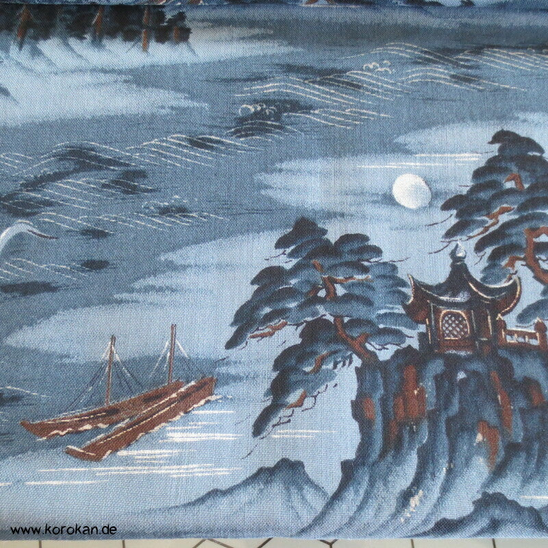Männer Juban Kimono Wollmuslin Wasserlandschaft
