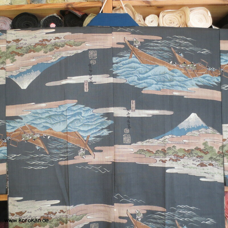 Tokkaido Szenen Wollmuslin Juban Unterkimono