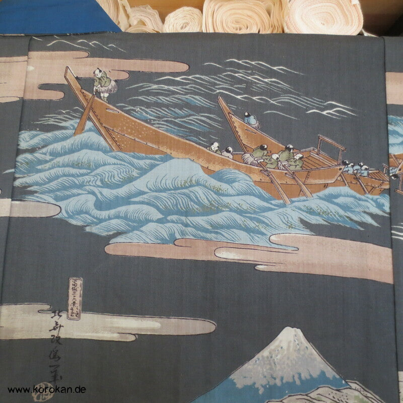 Tokkaido Szenen Wollmuslin Juban Unterkimono