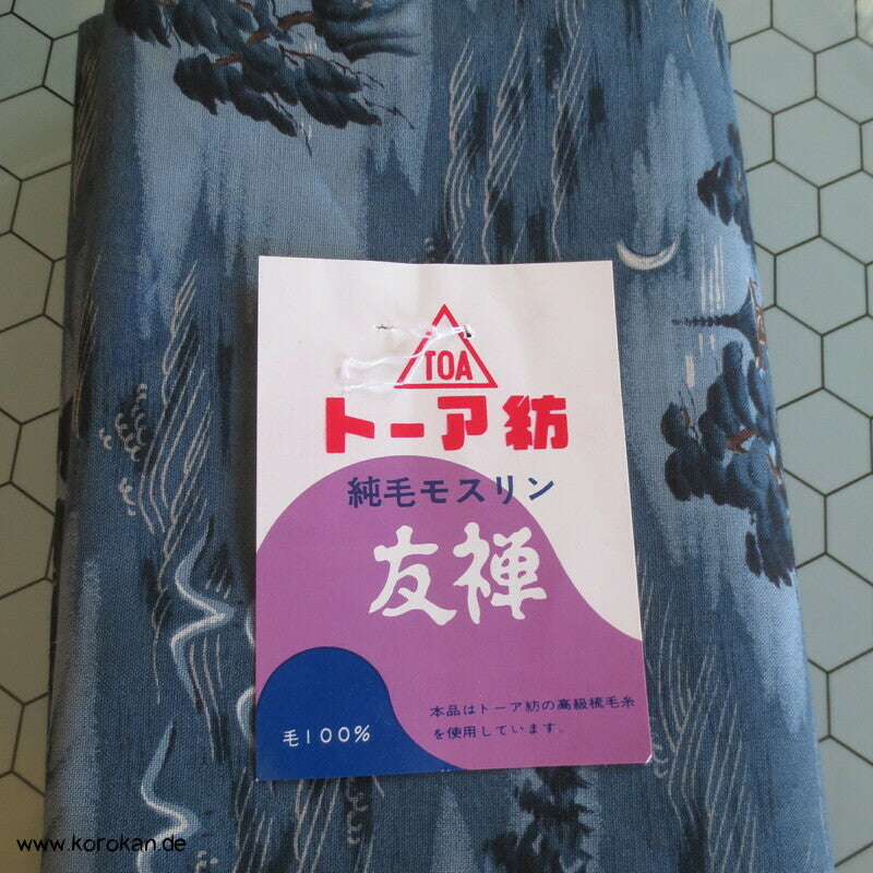 Männer Juban Kimono Wollmuslin Wasserlandschaft