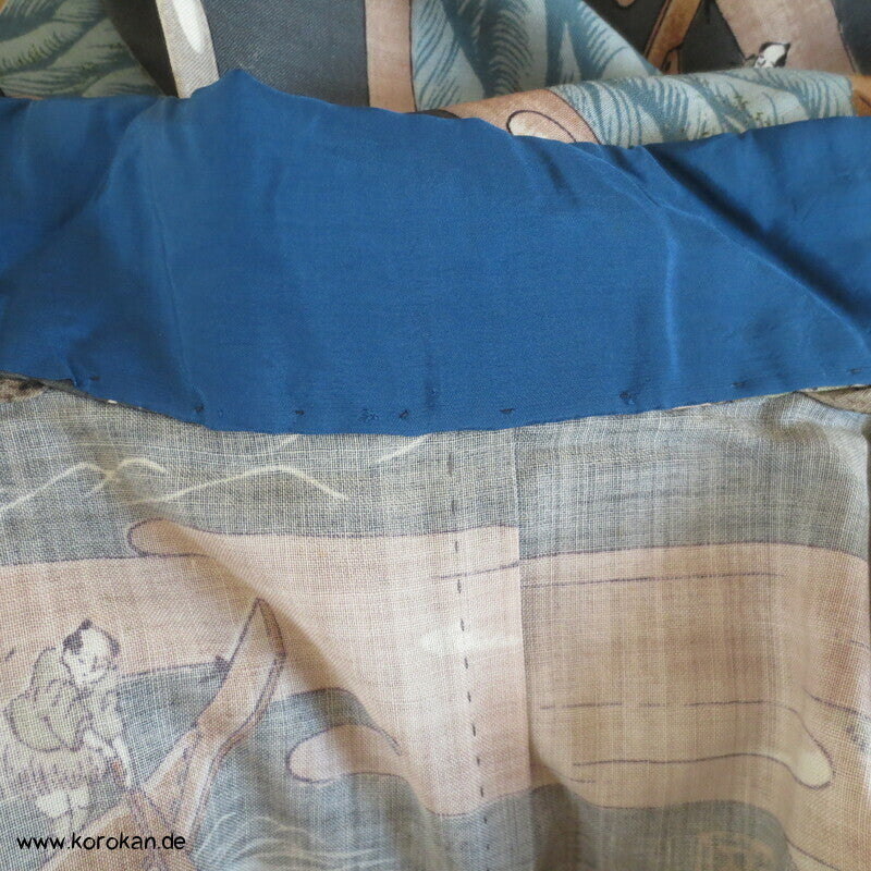 Tokkaido Szenen Wollmuslin Juban Unterkimono