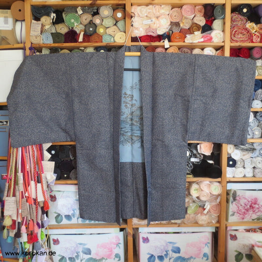 Mini Edo Komon Same Jacquard Haori Kimono Jacke, Futter Synthetik