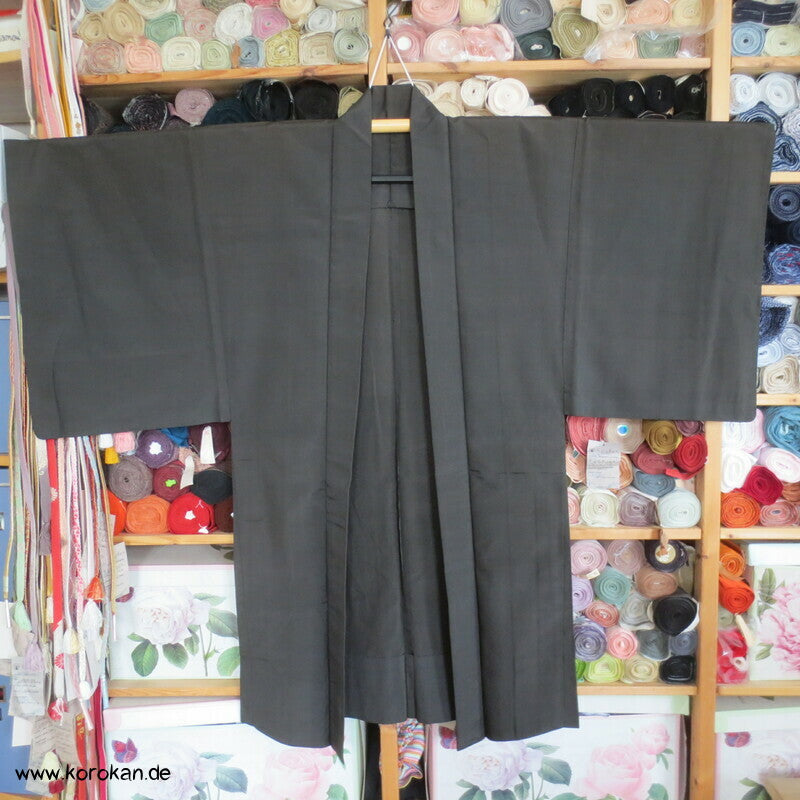 gesticktes Mon Hitoe Haori  Seidencrepe Kimono Jacke