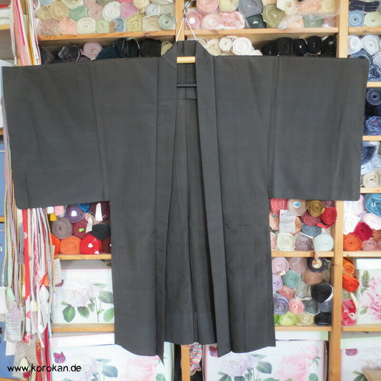 gesticktes Mon Hitoe Haori  Seidencrepe Kimono Jacke